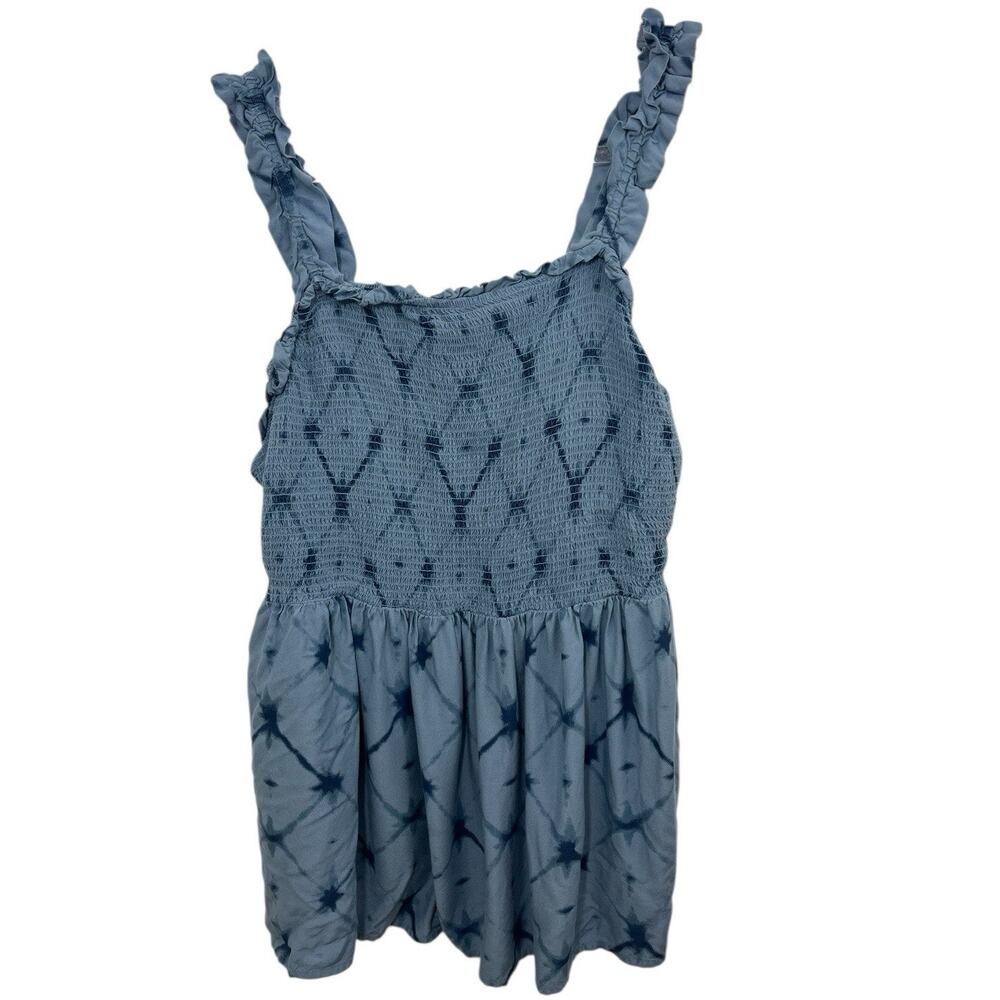 Sonoma Babydoll Top Women's 1X Tank Rayon Blue Tie Dye Fairy Grunge Ruffle Y2K
